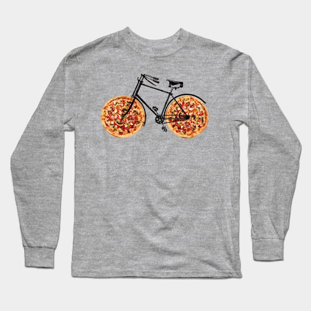 pizza bicycle Long Sleeve T-Shirt by creativeballoon